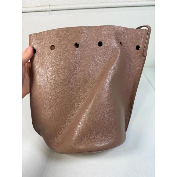 Mansur Gavriel Tan Champagne Bucket Bag with Missing Drawstrings and Stains - Picture 9 of 11